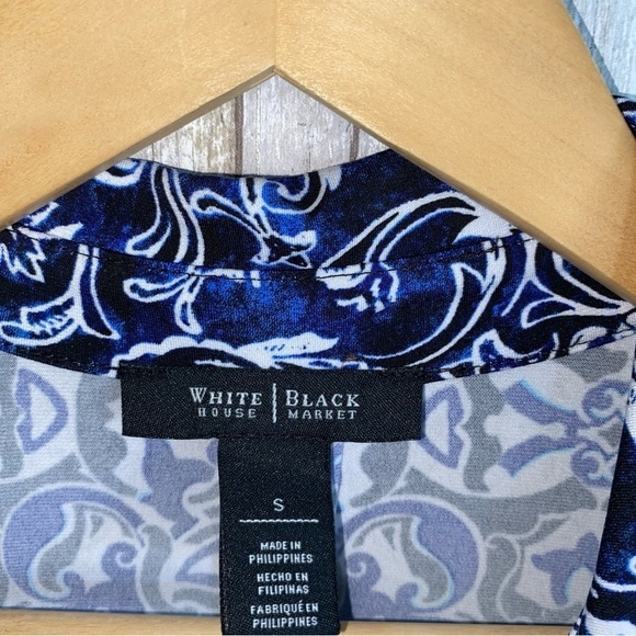 White House Black Market Blue Button Down Tunic - Picture 6 of 6